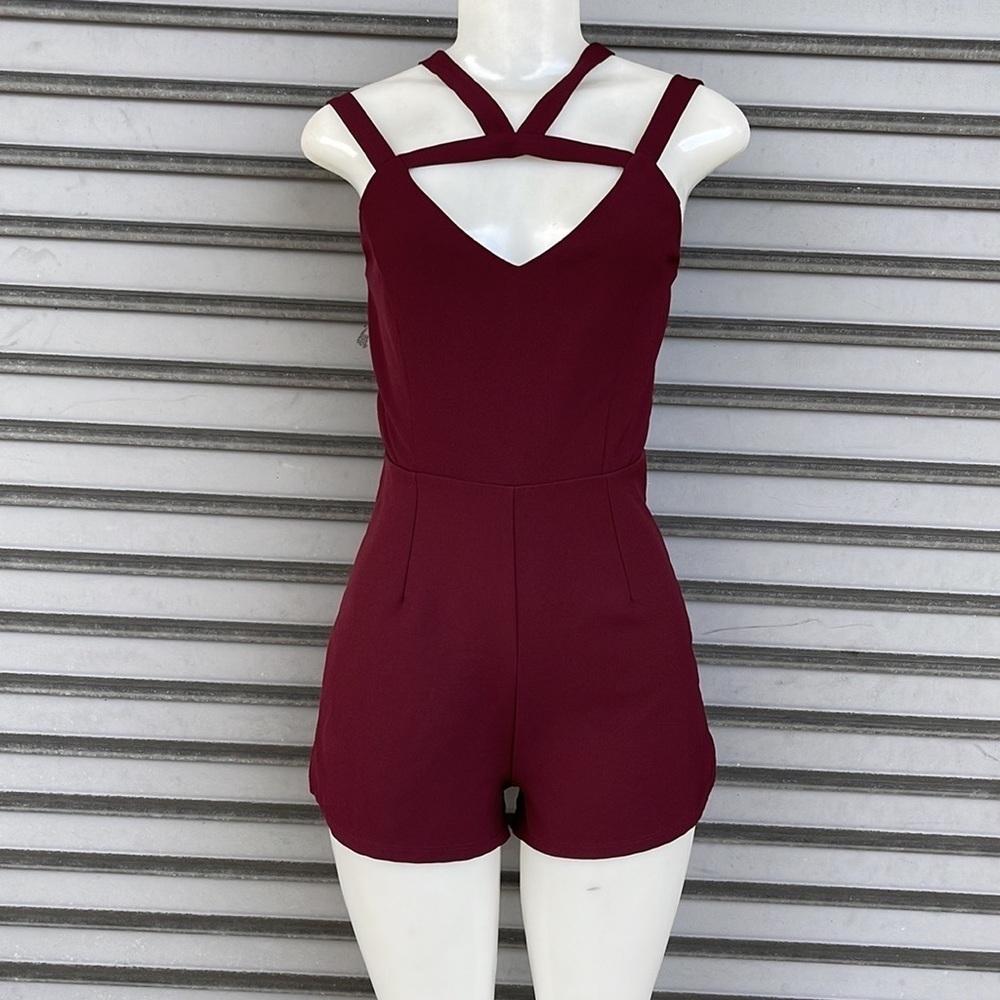 Charlotte Russe Romper Burgundy Size S